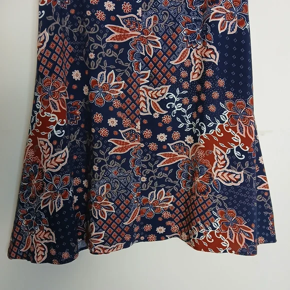 APRICOT Navy Floral Print Dress with Red and Cream Accents - Picture 5 of 12